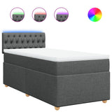 Box Spring Bed with Mattress Dark Grey King Single Fabric - Front View