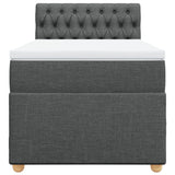 Box Spring Bed with Mattress Dark Grey King Single Fabric - Rear View