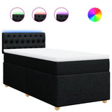 Box Spring Bed with Mattress Black King Single Fabric - Front View