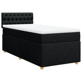 Box Spring Bed with Mattress Black King Single Fabric - Side View