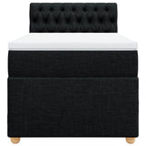 Box Spring Bed with Mattress Black King Single Fabric - Rear View