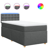 Box Spring Bed with Mattress Dark Grey King Single Fabric - Front View
