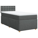 Box Spring Bed with Mattress Dark Grey King Single Fabric - Side View