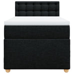 Box Spring Bed with Mattress Black King Single Fabric