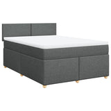Box Spring Bed with Mattress Dark Grey Double Fabric - Side View