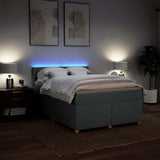 Box Spring Bed with Mattress Dark Grey Double Fabric - 45-Degree Angle