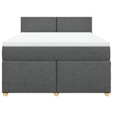 Box Spring Bed with Mattress Dark Grey Double Fabric - Rear View