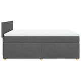 Box Spring Bed with Mattress Dark Grey Double Fabric - Close-Up Angle