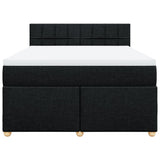 Box Spring Bed with Mattress Black Double Fabric - Rear View