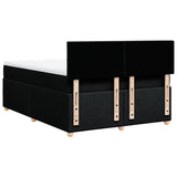 Box Spring Bed with Mattress Black Double Fabric - Low Angle