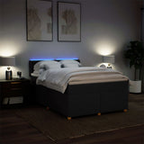 Box Spring Bed with Mattress Black Double Fabric - 45-Degree Angle