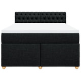 Box Spring Bed with Mattress Black Double Fabric - Rear View