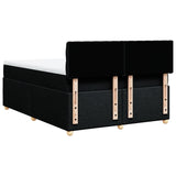 Box Spring Bed with Mattress Black Double Fabric - Low Angle