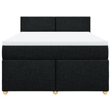Box Spring Bed with Mattress Black Queen Fabric - Rear View