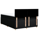 Box Spring Bed with Mattress Black Queen Fabric - Low Angle