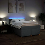 Box Spring Bed with Mattress Dark Grey Queen Fabric - 45-Degree Angle