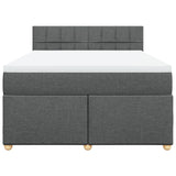 Box Spring Bed with Mattress Dark Grey Queen Fabric - Rear View