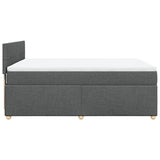 Box Spring Bed with Mattress Dark Grey Queen Fabric - Close-Up Angle