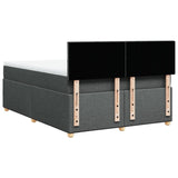 Box Spring Bed with Mattress Dark Grey Queen Fabric - Low Angle