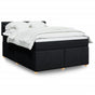Box Spring Bed with Mattress Black Queen Fabric