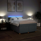 Box Spring Bed with Mattress Dark Grey Queen Fabric - 45-Degree Angle