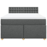 Box Spring Bed with Mattress Dark Grey Queen Fabric - Rear View