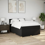 Box Spring Bed with Mattress Black Queen Fabric - Top-Down View