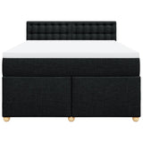 Box Spring Bed with Mattress Black Queen Fabric - Rear View