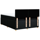 Box Spring Bed with Mattress Black Queen Fabric - Low Angle