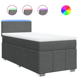 Box Spring Bed with Mattress Dark Grey King Single Fabric - Front View