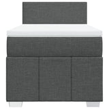 Box Spring Bed with Mattress Dark Grey King Single Fabric - Rear View