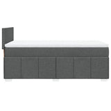 Box Spring Bed with Mattress Dark Grey King Single Fabric - Close-Up Angle