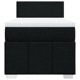 Box Spring Bed with Mattress Black King Single Fabric