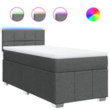 Box Spring Bed with Mattress Dark Grey King Single Fabric - Front View