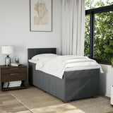 Box Spring Bed with Mattress Dark Grey King Single Fabric - Top-Down View