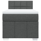 Box Spring Bed with Mattress Dark Grey King Single Fabric