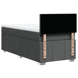 Box Spring Bed with Mattress Dark Grey King Single Fabric - Low Angle
