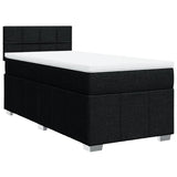 Box Spring Bed with Mattress Black King Single Fabric - Side View