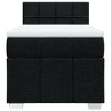 Box Spring Bed with Mattress Black King Single Fabric