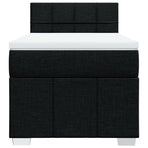 Box Spring Bed with Mattress Black King Single Fabric