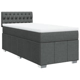 Box Spring Bed with Mattress Dark Grey King Single Fabric - Side View