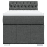 Box Spring Bed with Mattress Dark Grey King Single Fabric - Rear View