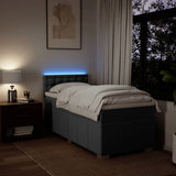 Box Spring Bed with Mattress Dark Grey King Single Fabric - 45-Degree Angle
