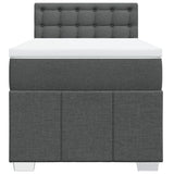 Box Spring Bed with Mattress Dark Grey King Single Fabric - Rear View