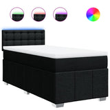 Box Spring Bed with Mattress Black King Single Fabric - Front View