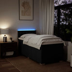 Box Spring Bed with Mattress Black King Single Fabric