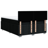 Box Spring Bed with Mattress Black Double Fabric - Low Angle