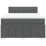Box Spring Bed with Mattress Dark Grey Double Fabric - Rear View