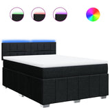 Box Spring Bed with Mattress Black Double Fabric - Front View