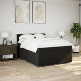 Box Spring Bed with Mattress Black Double Fabric - Top-Down View